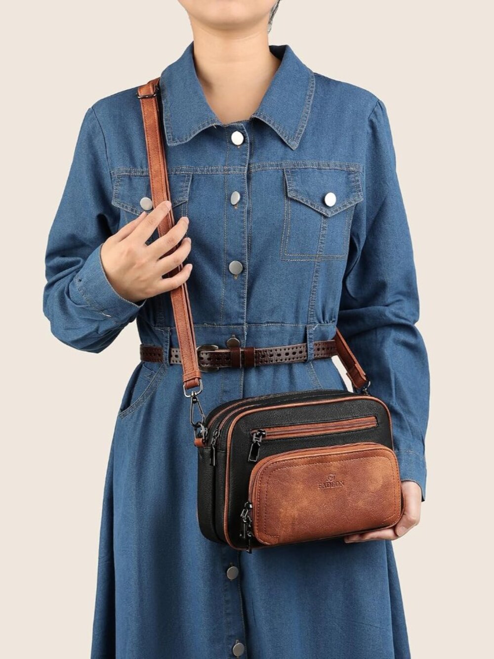 Crossbody Bags for Women Multi-pocket Leather Crossbody Purses, Designer Shoulde - Picture 3 of 9